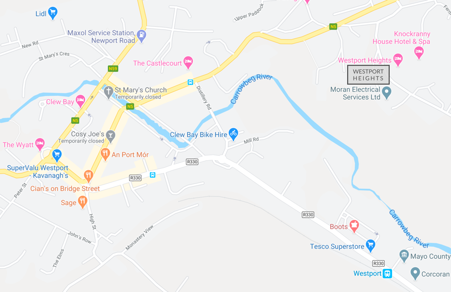 Map to Westport Heights hotel, link opens in a new tab